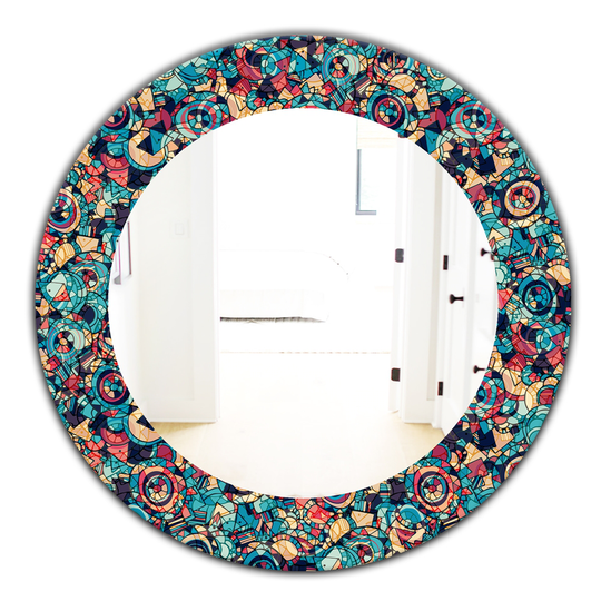 Designart 24-in x 24-in Blue Geometric Hand Drawn Modern Mirror