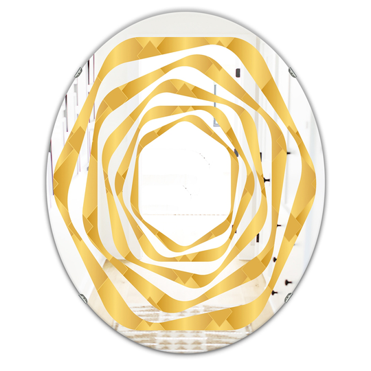 Designart 31.5-in x 23.7-in Golden Geometric I Modern Oval Wall Mirror