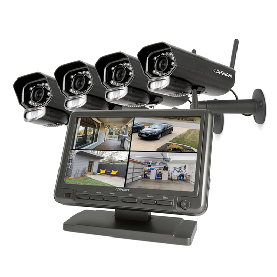 Defender PhoenixM2 Non-WiFi Plug-In RF Outdoor Security Cameras with 7-in LCD Monitor (4-Pack)