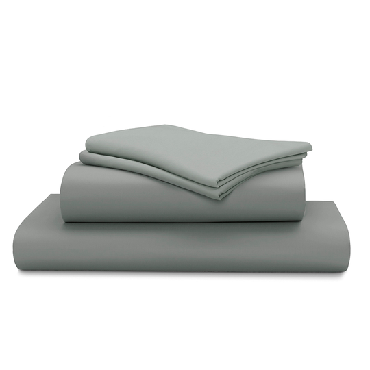 Myne King Antibacterial Stone Grey Cotton Sateen Bed Sheet Set - 4-Piece