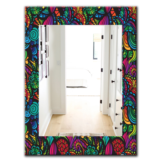 Designart 35.4-in x 23.6-in Blue Obsidian Bloom Mirror