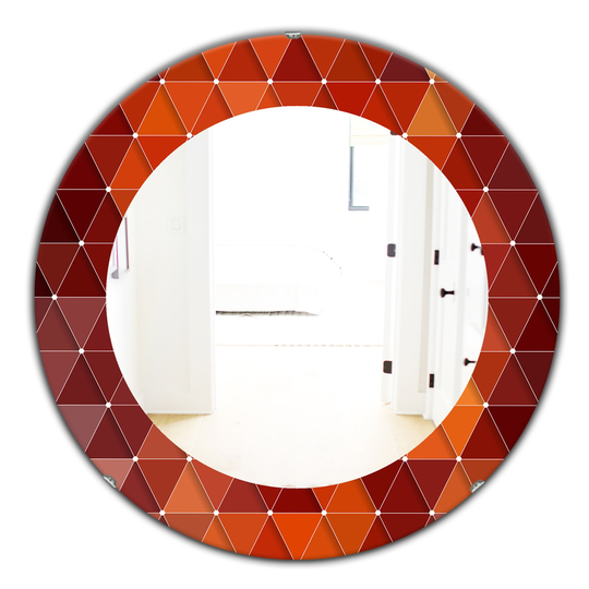 Designart 24-in x 24-in Triangular Colourfields Modern Mirror - Red