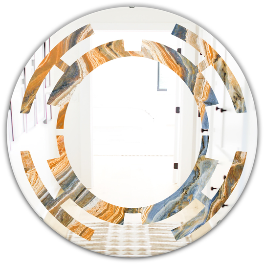 Designart Canada 24-in W x 24-in L Round Marbled Geode Polished Wall Mirror