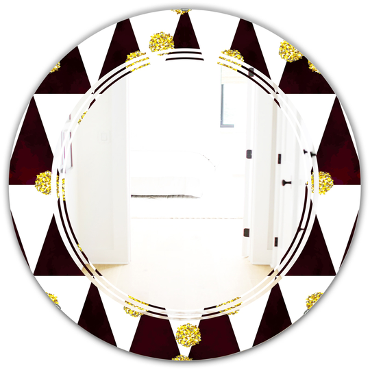 Designart 24-in x 24-in Gold Polka Dot Pattern II Modern Round Wall Mirror - Black