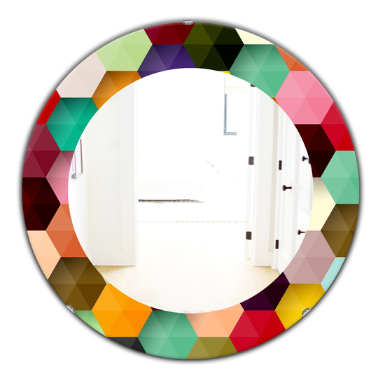 Designart Canada 24-in L x 24-in W Round Multicolour Honeycomb Polished Wall Mirror