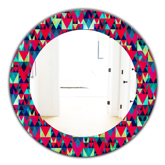 Designart Red 24-in x 24-in Triangular Colourfields Modern Mirror