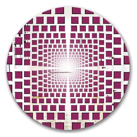 Designart Vortex Round 24-in L x 24-in W Polished Modern Purple Wall Mounted Mirror