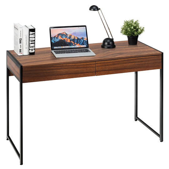 Costway 19-in Brown/Black Modern/Contemporary Computer Desk with 2 Drawers