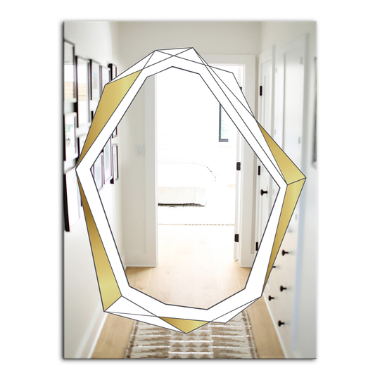 Designart Capital Gold Essential 15 Rectangular 35.4-in L x 23.6-in W Polished Glam Wall Mounted Mirror