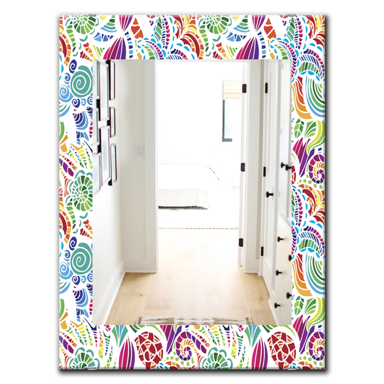 Designart 35.4-in x 23.6-in White Tropical Mood Bright Modern Mirror