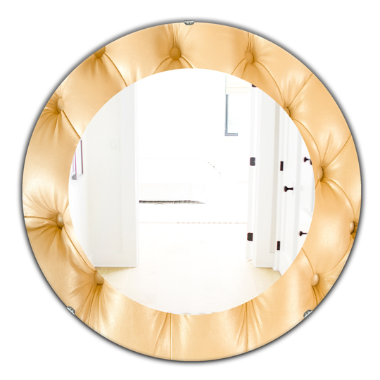 Designart 24-in x 24-in Yellow/Gold Leather Print Modern Mirror