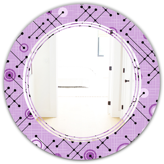 Designart Round 24-in Purple 1950 Retro Pattern III Polished Wall Mirror