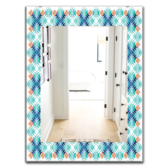 Designart Canada 35.4-in L x 23.6-in W Rectangle Shades of Blue Polished Wall Mirror