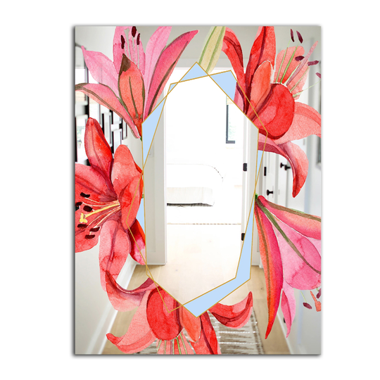 Designart Garland Sweet 15 Rectangular 35.4-in L x 23.6-in W Polished Farmhouse Red Wall Mounted Mirror