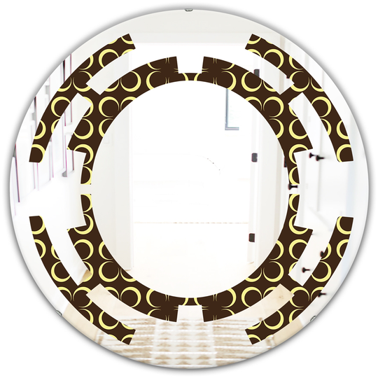 Designart Round Brown 24-in Floral Retro Pattern II Polished Wall Mirror