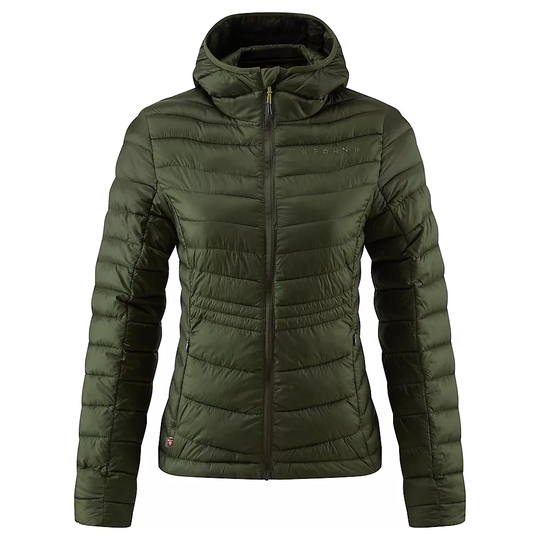 Föhn Women's Micro Synthetic Down Hooded Jkt - UK 12} - Green