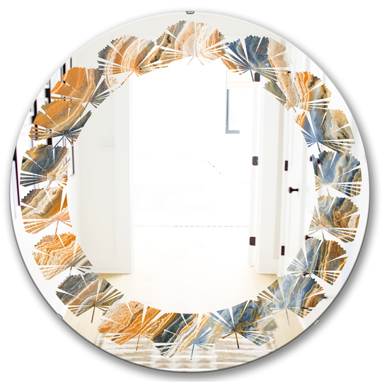 Designart Canada Round 24-in L x 24-in W Multicolour Marbled Geode Modern Polished Wall Mirror