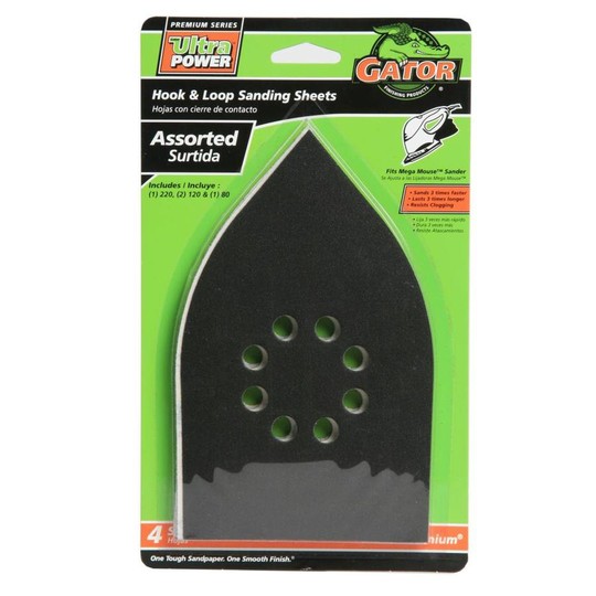 Gator Multi-Grade Hook and Loop Detail Sanding Sheets (4-Pack)