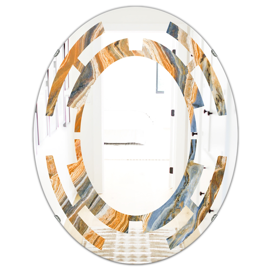 Designart Canada Oval 23.7-in W x 31.5-in L Multicolour Marbled Geode Modern Polished Wall Mirror