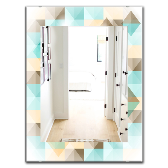 Designart Canada 35.4-in L x 23.6-in W Rectangle Triangular Colourfields Mid-Century Polished Wall Mirror