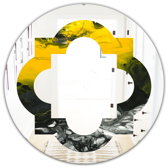 Designart Canada 24-in W x 24-in L Round Yellow Marble Polished Wall Mirror