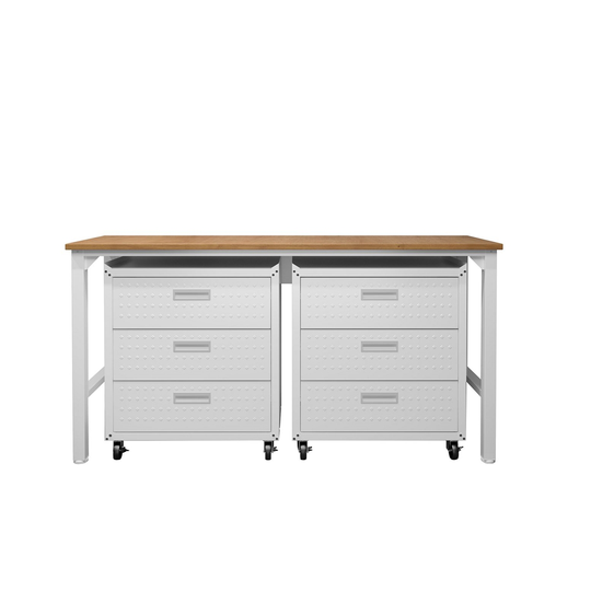 Manhattan Comfort Fortress 72.4-in W x 37.6-in H x 20.5-in D White Steel Freestanding Garage Cabinet