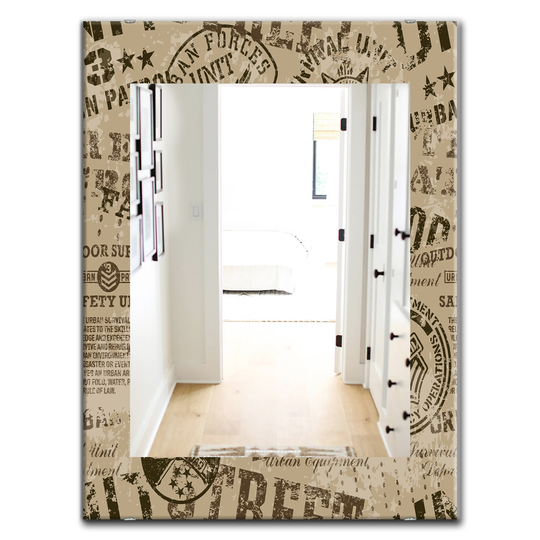 Designart Canada 35.4-in L x 23.6-in W Rectangle Military Badges Vintage Polished Wall Mirror