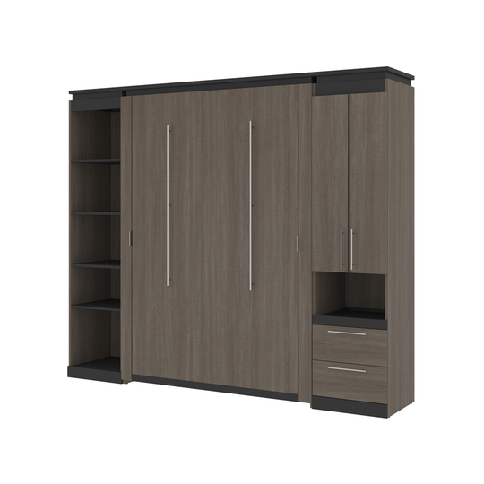 Bestar Orion Full Murphy Bed Integrated Storage Bark grey & Graphite