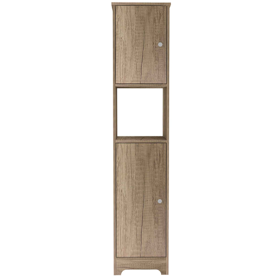 FM Furniture Charlotte 14.37-in W x 67.8-in H x 16-in D Light Oak MDF Freestanding Linen Cabinet