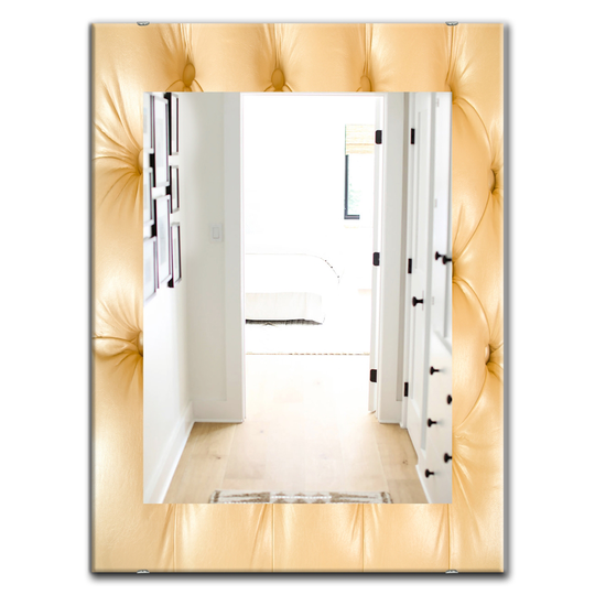 Designart 35.4-in x 23.6-in Yellow/Gold Leather Print Modern Mirror