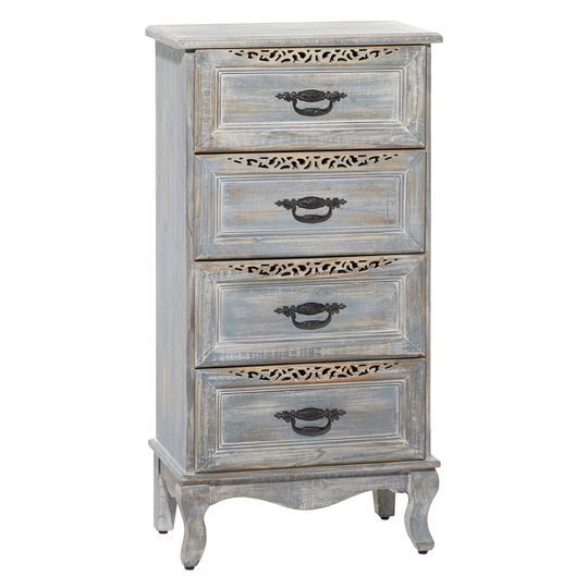 Uma Enterprises Gray Asian Hardwood 4-Drawer Accent Chest