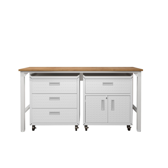 Manhattan Comfort Fortress 72.4-in W x 37.6-in H x 20.5-in D Steel White Freestanding Garage Cabinet