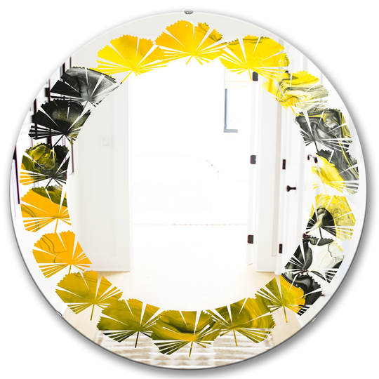 Designart Canada Round 24-in W x 24-in L Yellow Marble Polished Wall Mirror