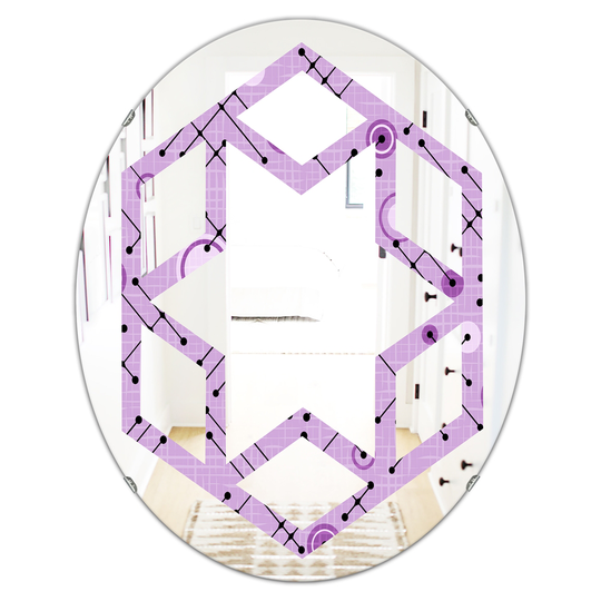 Designart Purple 31.5-in L x 23.7-in W Oval 1950 Retro Pattern III Polished Wall Mirror