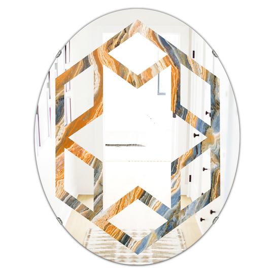 Designart Canada 31.5-in L x 23.7-in W Oval Multicolour Marbled Geode Modern Polished Wall Mirror