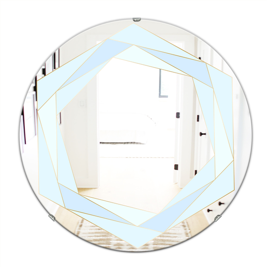 Designart Pastel Dreams 8 Round 24-in L x 24-in W Polished Mid-Century Blue Wall Mounted Mirror