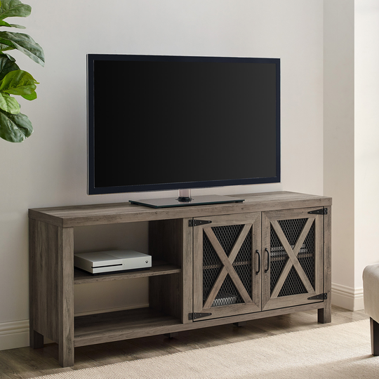 Walker Edison Farmhouse TV Cabinet - 58-in x 25-in - Grey