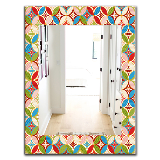 Designart 35.4-in x 23.6-in Green Circles Japanese Texture Bohemian and Eclectic Mirror