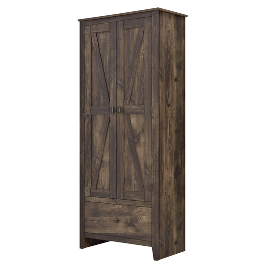 System Build Farmington Wide Storage Cabinet - 71-in x 30-in - Rustic Brown