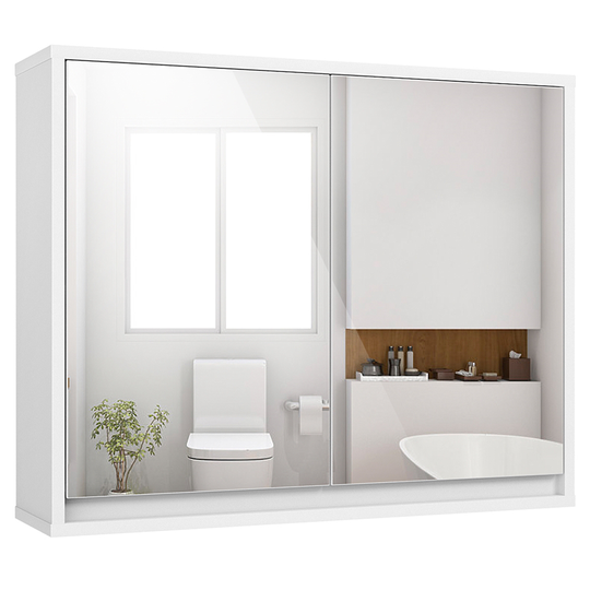 Costway 22-in 5.5-in x 18-in White Mirrored Rectangle Medicine Cabinet