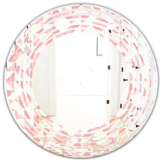 Designart 24-in Round Pink Abstract Geometric Pattern Modern Polished Wall Mirror