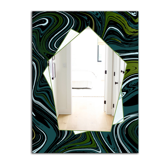 Designart Marbled Diamond 10 Rectangular 35.4-in L x 23.6-in W Polished Industrial Black Wall Mounted Mirror