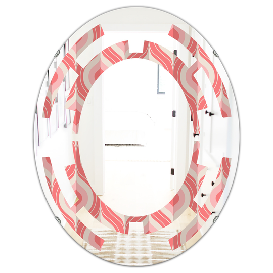 Designart 31.5-in x 23.7-in Retro Drop Design I Modern Oval Mirror in Pink