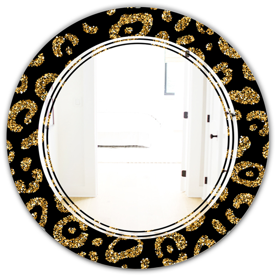 Designart 24-in x 24-in Leopard Fur Modern/Round Wall Mirror - Gold