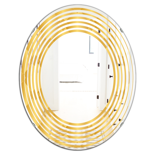 Designart 31.5-in Geometric I Modern Oval Wall Mirror in Gold