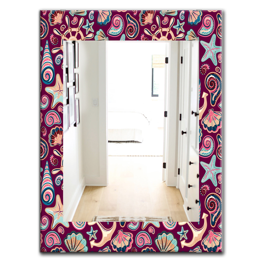 Designart 35.4-in x 23.6-in Purple Costal Creatures Traditional Mirror