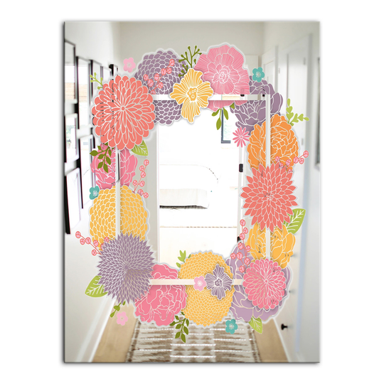 Designart Garland Sweet 10 Rectangular 35.4-in L x 23.6-in W Polished Farmhouse Pink Wall Mounted Mirror
