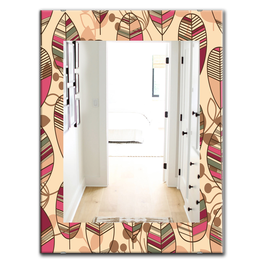 Designart Canada 35.4-in L x 23.6-in W Rectangle Retro Autumn Flowers Polished Wall Mirror