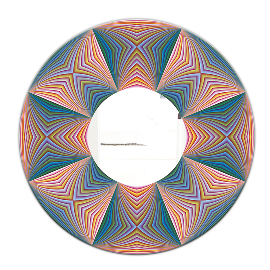 Designart Illusion II Round 24-in L x 24-in W Polished Mid-Century Multicolour Wall Mounted Mirror