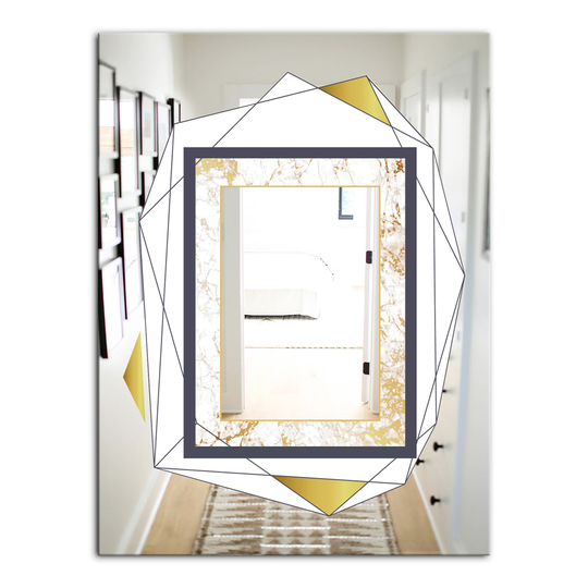 Designart Capital Gold Essential 14 Rectangular 35.4-in L x 23.6-in W Polished Glam Wall Mounted Mirror
